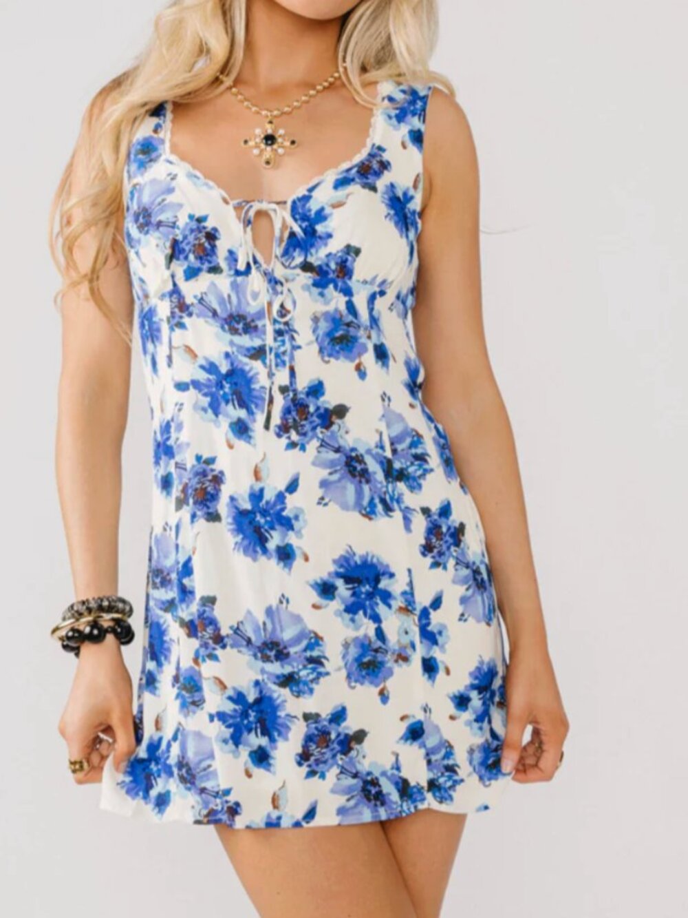 NWT VESTIQUE seeing clearly mini dress blue